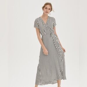 Bardot Aide Striped Midi Wrap Dress Womenโs Sizeโ Large